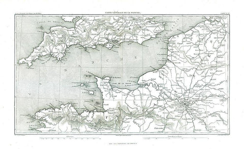 English Channel England - Thiers 1866 White Modern Wood Framed Art Print with Double Matting by Thiers