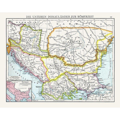 Lower Danubian Countries Roman Empire Europe Black Modern Wood Framed Art Print by Droysen