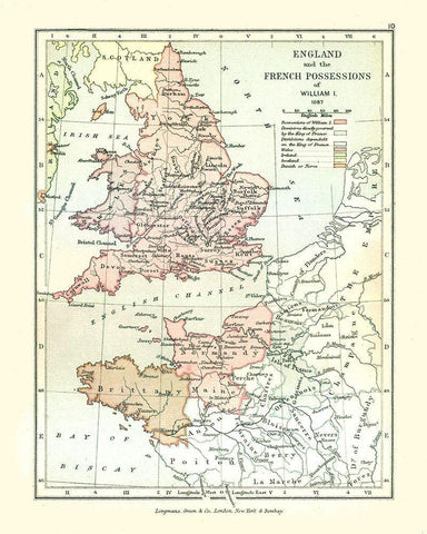 Europe England France 1087 - Gardiner 1902 White Modern Wood Framed Art Print with Double Matting by Gardiner