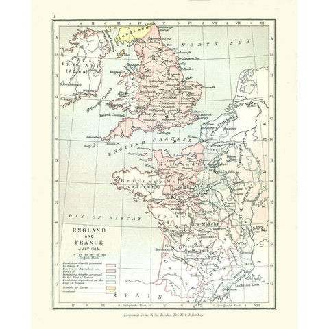 Europe England France 1185 - Gardiner 1902 Black Modern Wood Framed Art Print with Double Matting by Gardiner