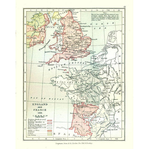 Europe England France 1259 - Gardiner 1902 White Modern Wood Framed Art Print by Gardiner
