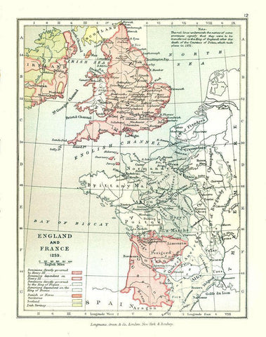 Europe England France 1259 - Gardiner 1902 Black Ornate Wood Framed Art Print with Double Matting by Gardiner