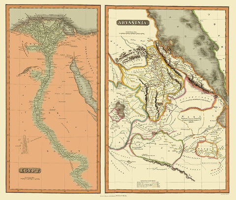 Middle East Egypt Abyssinia - Thomson 1817 White Modern Wood Framed Art Print with Double Matting by Thomson