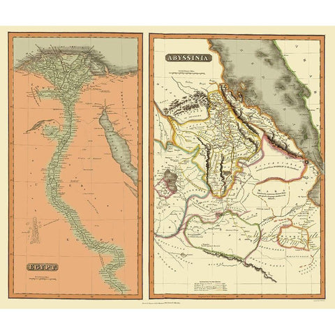 Middle East Egypt Abyssinia - Thomson 1817 White Modern Wood Framed Art Print by Thomson