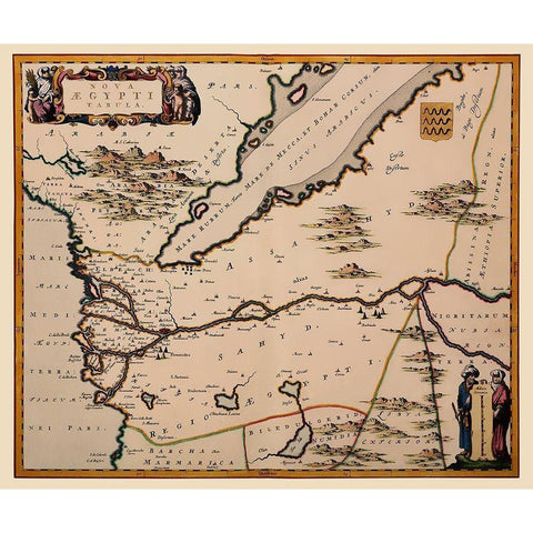 Middle East Egypt - Blaeu 1662 Black Modern Wood Framed Art Print with Double Matting by Blaeu