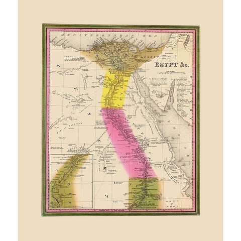 Middle East Egypt - Mitchell 1846 Gold Ornate Wood Framed Art Print with Double Matting by Mitchell