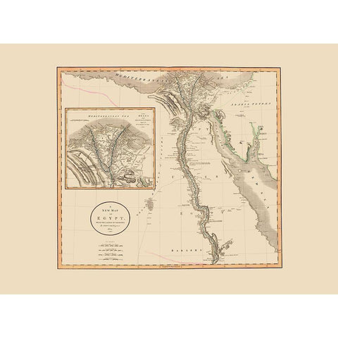 Middle East Egypt - Cary 1805 Gold Ornate Wood Framed Art Print with Double Matting by Cary