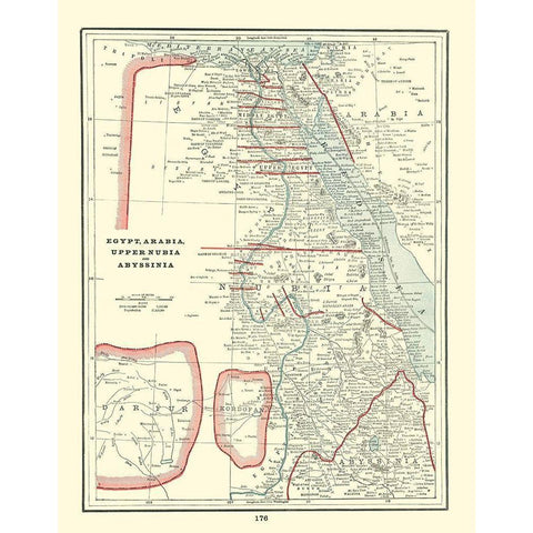 Middle East Egypt Arabia Nubia Abyssinia Gold Ornate Wood Framed Art Print with Double Matting by Rathbun