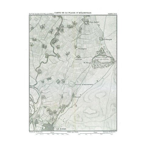 Africa Heliopolis Egypt - Thiers 1866 Gold Ornate Wood Framed Art Print with Double Matting by Thiers