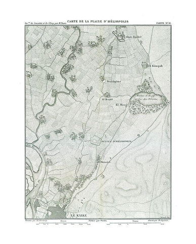 Africa Heliopolis Egypt - Thiers 1866 Black Ornate Wood Framed Art Print with Double Matting by Thiers