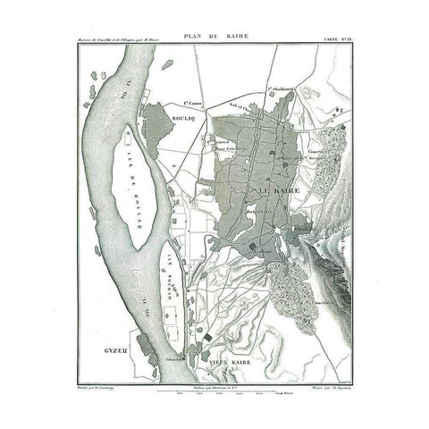 Africa Cairo Egypt - Thiers 1866 White Modern Wood Framed Art Print by Thiers