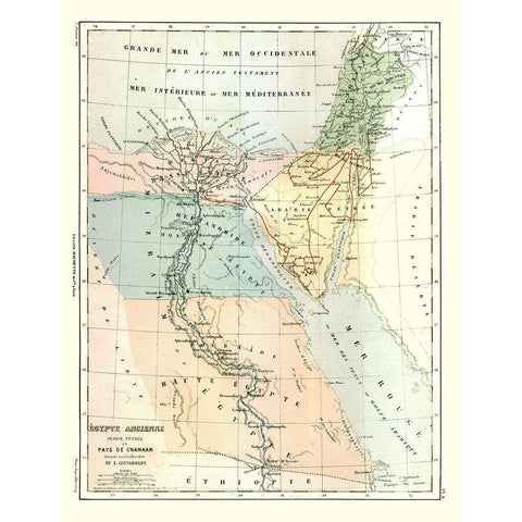 Middle East Ancient Egypt Arabia Canaan Black Modern Wood Framed Art Print by Cortambert