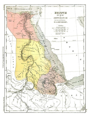 Africa Egypt - Cortambert 1880 Black Ornate Wood Framed Art Print with Double Matting by Cortambert