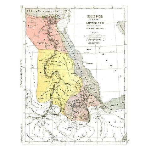 Africa Egypt - Cortambert 1880 Gold Ornate Wood Framed Art Print with Double Matting by Cortambert