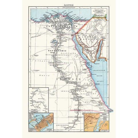 Africa Egypt - Droysen 1886 Black Modern Wood Framed Art Print with Double Matting by Droysen