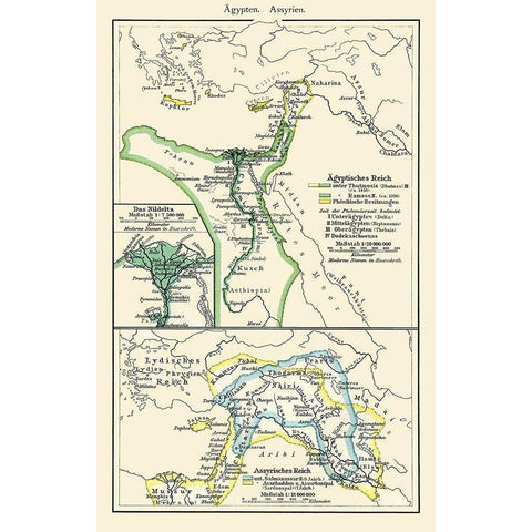 Middle East Egypt Assyria - Putzgers 1897 White Modern Wood Framed Art Print by Putzgers