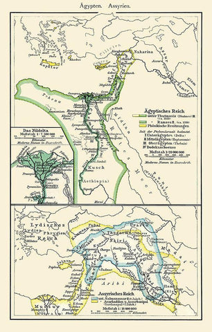 Middle East Egypt Assyria - Putzgers 1897 White Modern Wood Framed Art Print with Double Matting by Putzgers