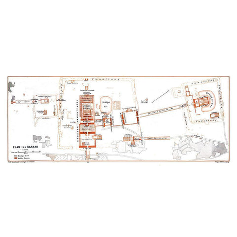 Africa Karnak Plan Egypt - Baedeker 1913 White Modern Wood Framed Art Print by Baedeker