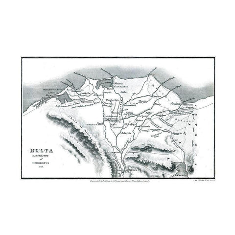 Africa Delta Egypt Herodotus - Oxford 1828 Black Modern Wood Framed Art Print by Oxford