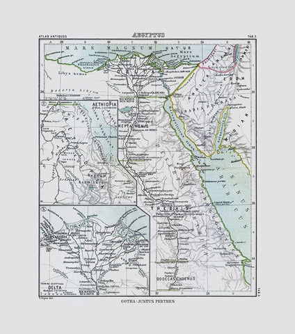 Africa Egypt - Perthes 1896 Black Ornate Wood Framed Art Print with Double Matting by Perthes