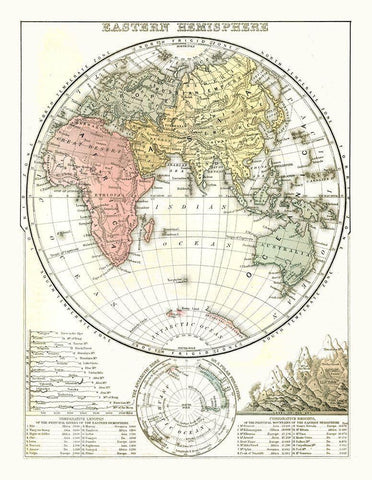 Eastern Hemisphere - Mitchell 1869 Black Ornate Wood Framed Art Print with Double Matting by Mitchell