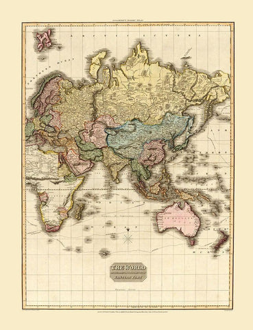 Eastern Hemisphere - Strand 1812 White Modern Wood Framed Art Print with Double Matting by Strand