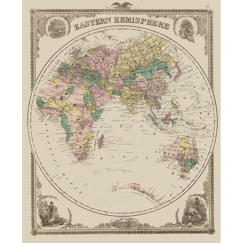 Eastern Hemisphere - Andreas 1875 White Modern Wood Framed Art Print by Andreas