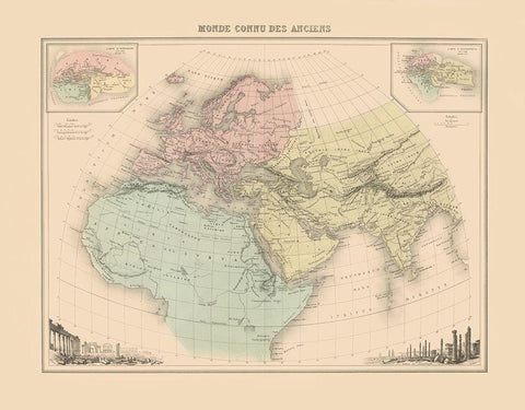 World as Known to Ancients - Willard 1827 White Modern Wood Framed Art Print with Double Matting by Willard