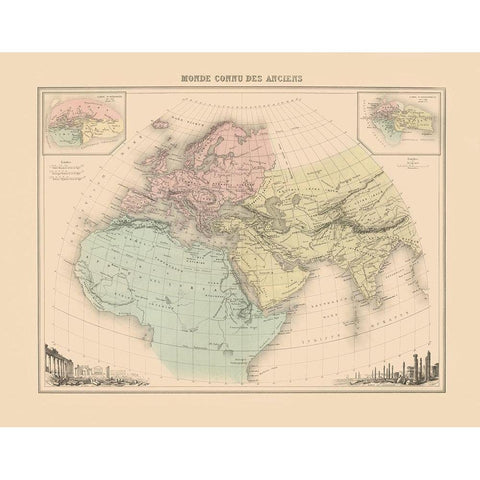 World as Known to Ancients - Willard 1827 Gold Ornate Wood Framed Art Print with Double Matting by Willard