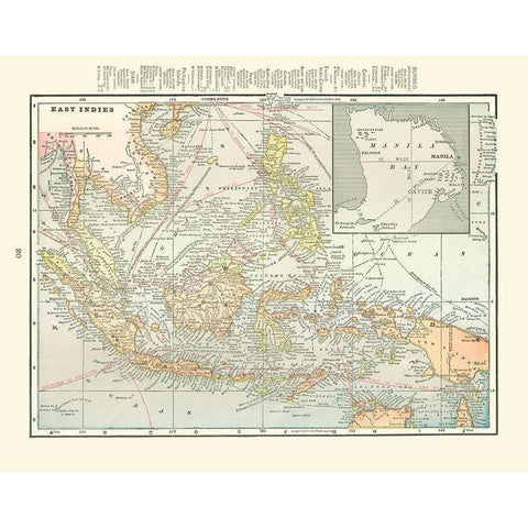 East Indies China Philippines - Cram 1898 Black Modern Wood Framed Art Print with Double Matting by Cram