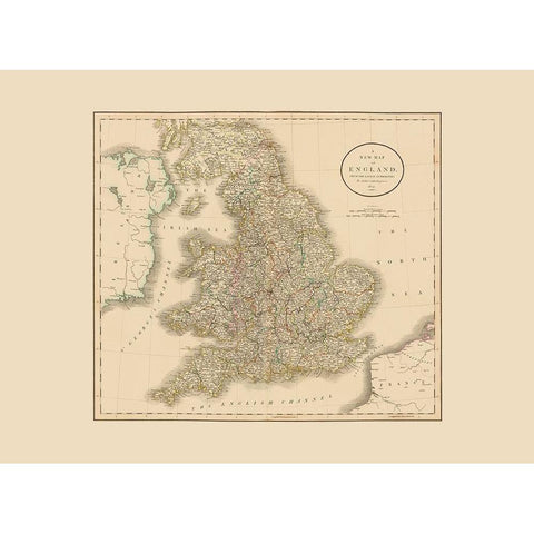 Great Britain England - Cary 1807 Gold Ornate Wood Framed Art Print with Double Matting by Cary