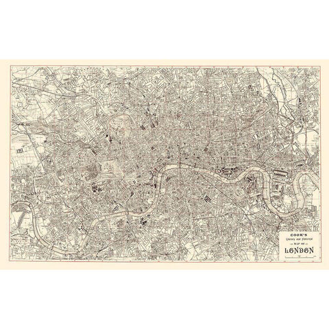 London Literary Historical England - Cook 1899 Black Modern Wood Framed Art Print by Cook