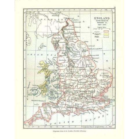 Reign of Edward III England - Gardiner 1902 Gold Ornate Wood Framed Art Print with Double Matting by Gardiner