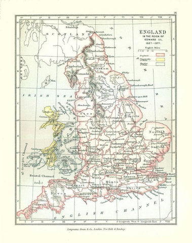 Reign of Edward III England - Gardiner 1902 White Modern Wood Framed Art Print with Double Matting by Gardiner
