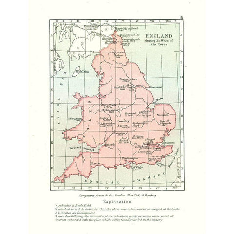 War of Roses England - Gardiner 1902 Gold Ornate Wood Framed Art Print with Double Matting by Gardiner