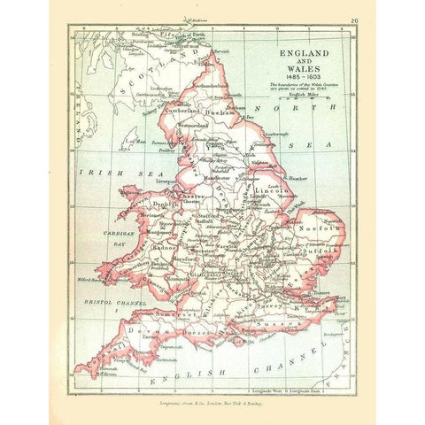 England Wales 1543 - Gardiner 1902 White Modern Wood Framed Art Print by Gardiner