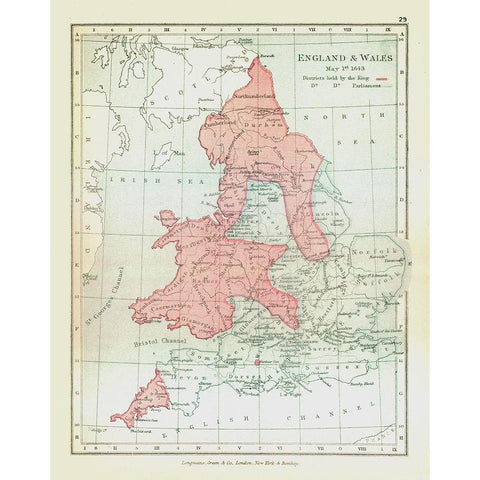 England Wales 1643 - Gardiner 1902 Black Modern Wood Framed Art Print by Gardiner