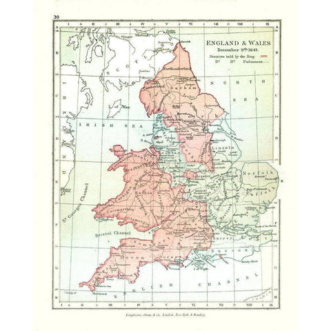England Wales 1643 - Gardiner 1902 White Modern Wood Framed Art Print by Gardiner