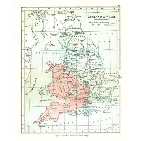 England Wales 1644 - Gardiner 1902 White Modern Wood Framed Art Print by Gardiner