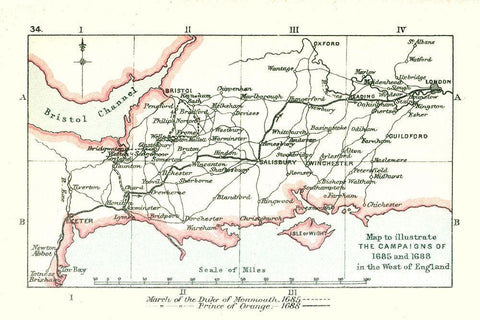Campaigns 1685 England - Gardiner 1902 White Modern Wood Framed Art Print with Double Matting by Gardiner