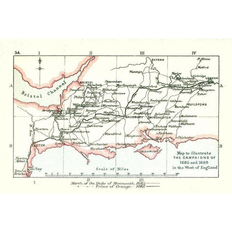 Campaigns 1685 England - Gardiner 1902 Black Modern Wood Framed Art Print by Gardiner