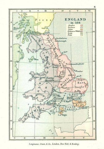 England in 584 - Gardiner 1902 Black Ornate Wood Framed Art Print with Double Matting by Gardiner