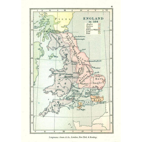 England in 584 - Gardiner 1902 White Modern Wood Framed Art Print by Gardiner