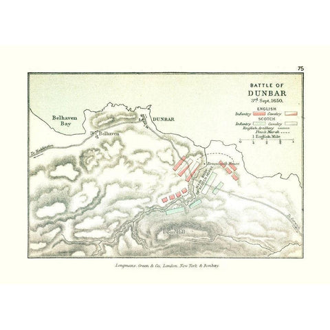Scotland Battle of Dunbar 1650 - Gardiner 1902 White Modern Wood Framed Art Print by Gardiner