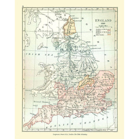 England in 1065 - Gardiner 1902 Black Modern Wood Framed Art Print by Gardiner