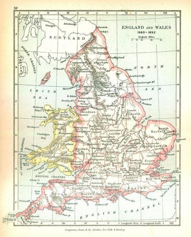 England Wales 1660 - Gardiner 1902 White Modern Wood Framed Art Print with Double Matting by Gardiner