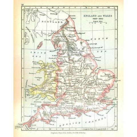 England Wales 1660 - Gardiner 1902 White Modern Wood Framed Art Print by Gardiner