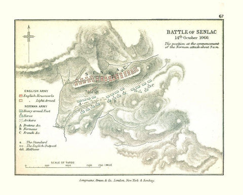 Battle of Senlac 1066 England - Gardiner 1902 White Modern Wood Framed Art Print with Double Matting by Gardiner
