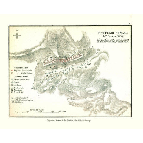 Battle of Senlac 1066 England - Gardiner 1902 Gold Ornate Wood Framed Art Print with Double Matting by Gardiner