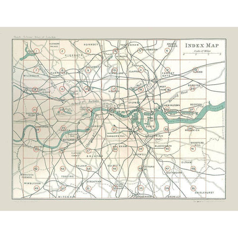 Index Atlas of London England - Philip 1902 Black Modern Wood Framed Art Print with Double Matting by Philip